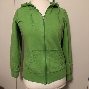 Green zip hoodie with front pockets - S